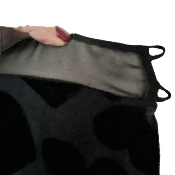 SAINT LAURENT Burnout Velvet Dress Black Draped Silk Long Sleeve Hearts 42 US 10 - Picture 10 of 13